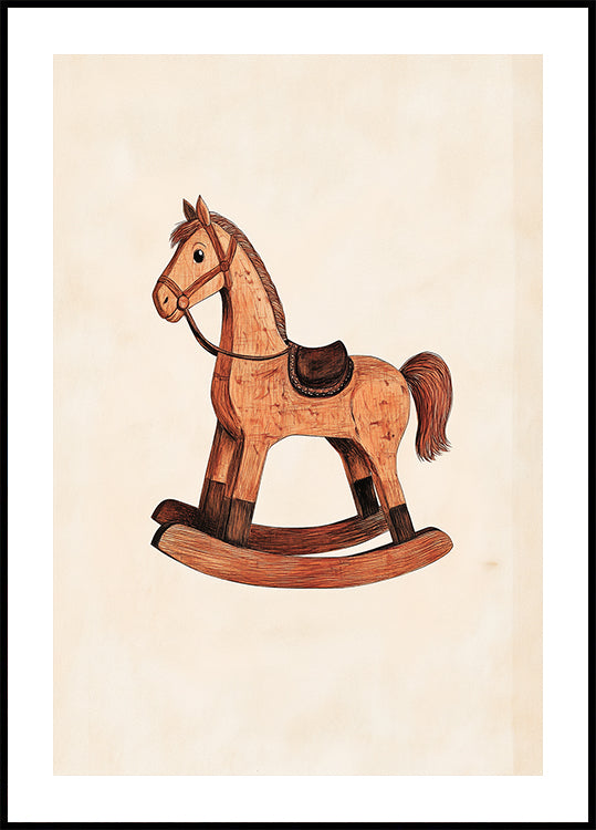 Vintage Rocking Horse Wooden Toy Plakat - Posterbox.dk