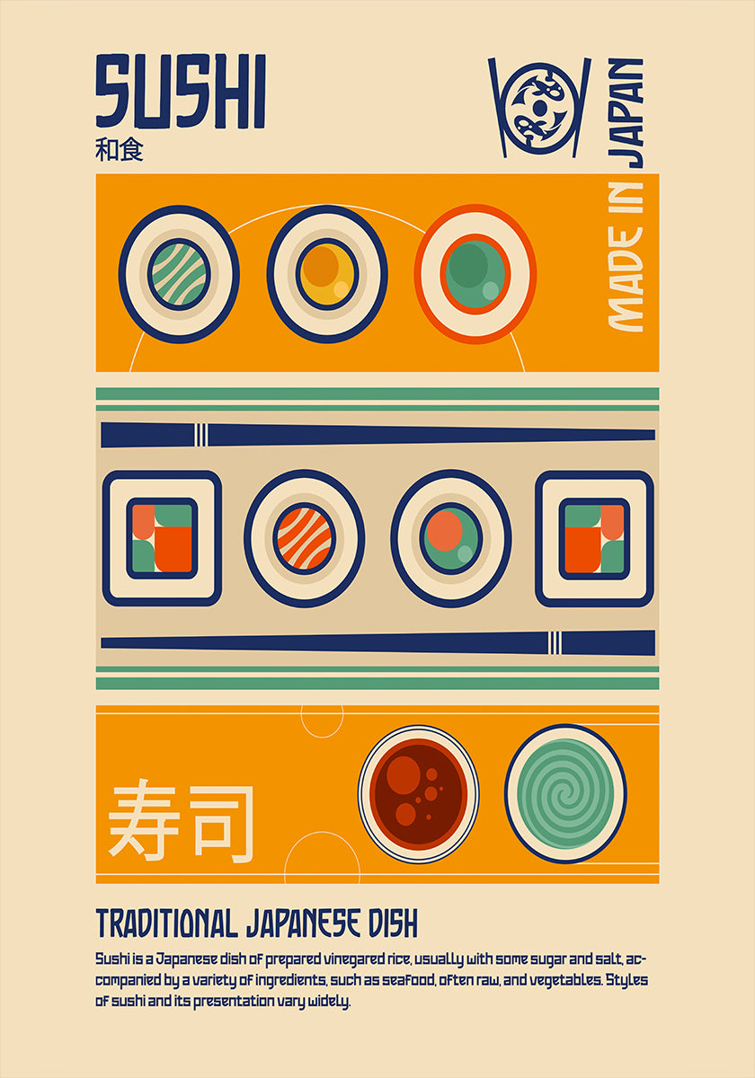Sushi Japanese Food Print Plakat - Posterbox