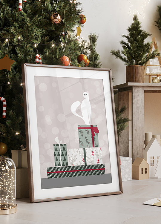 Retro cat and gifts Plakat - Posterbox