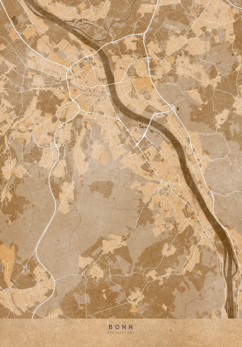 Sepia vintage map of Bonn Germany Plakat - Posterbox