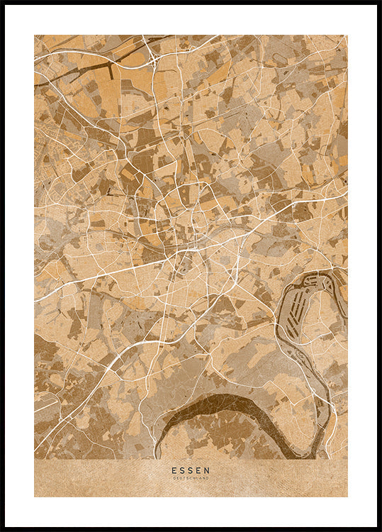 Sepia vintage map of Frankfurt downtown Germany Plakat - Posterbox