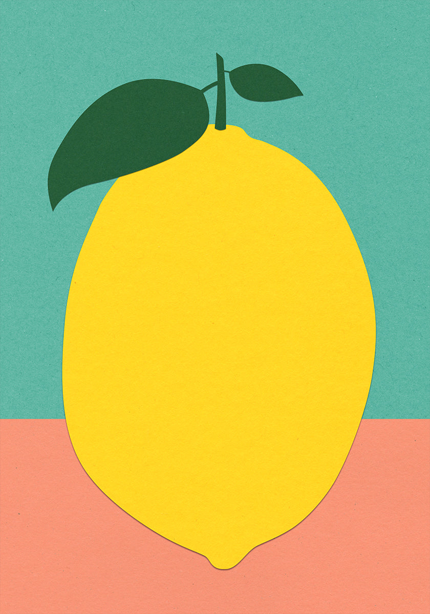 Lemon With Two Leaves Plakat - Posterbox