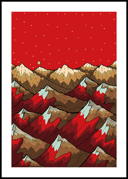Golden red peaks Plakat - Posterbox