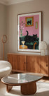 Cat On The Sofa With Martini Plakat - Posterbox