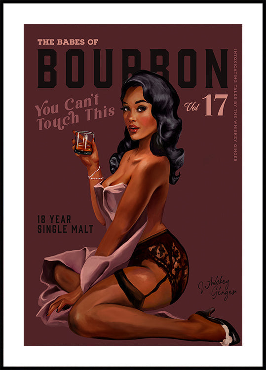 Babes of Bourbon Cant Touch This. Sexy Retro Pin Up Girl Whiskey Art (NEW) - Posterbox