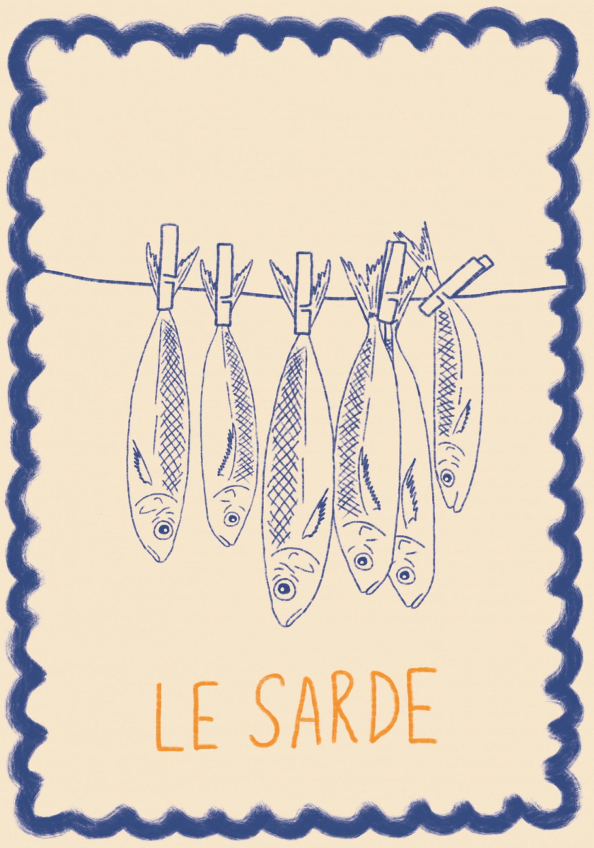 Rustikale Sardinen-Illustration