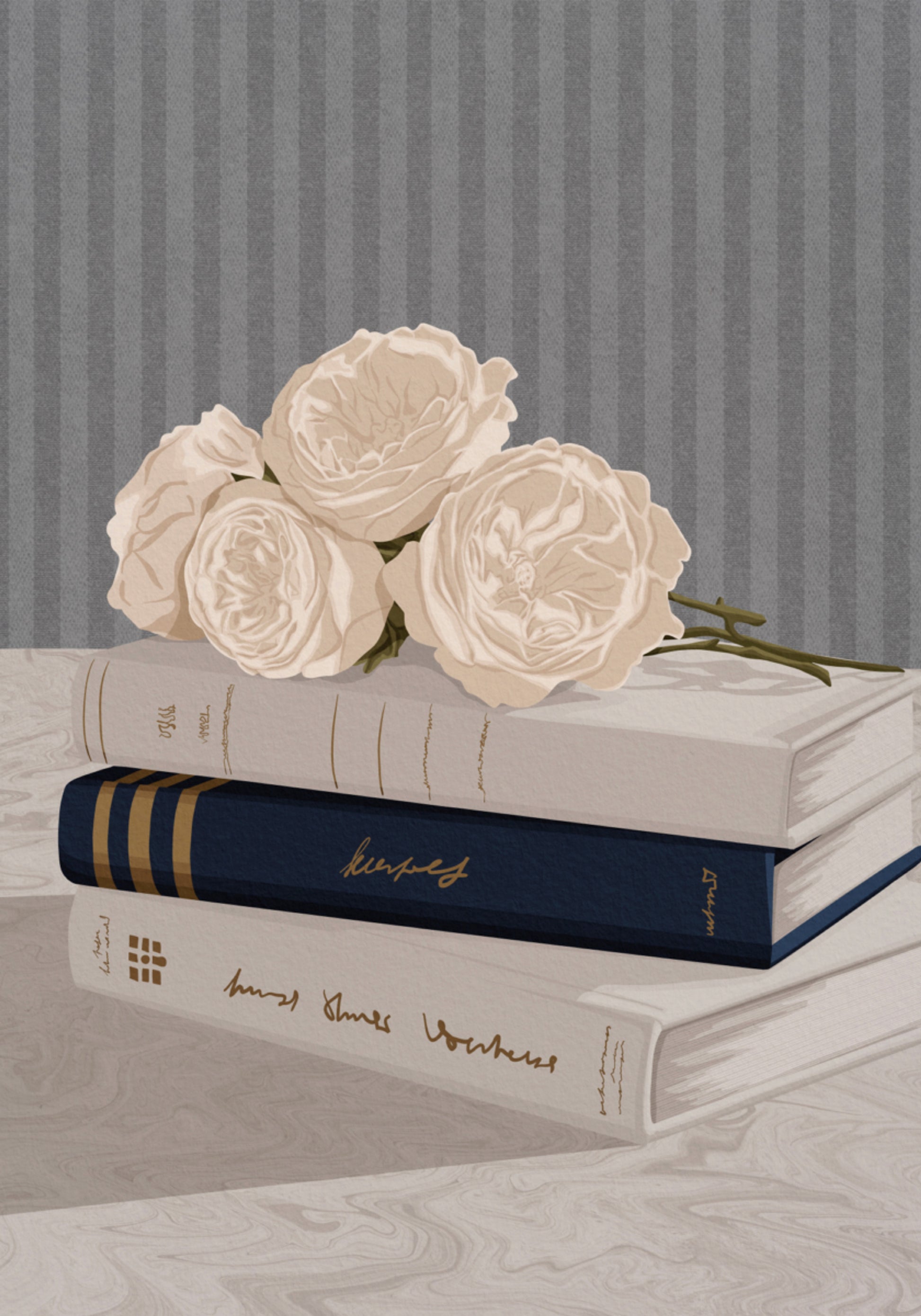 Weiche Rosen und Bücher